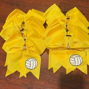 Yellow sparkly Volleyball Hair Bows set of 12